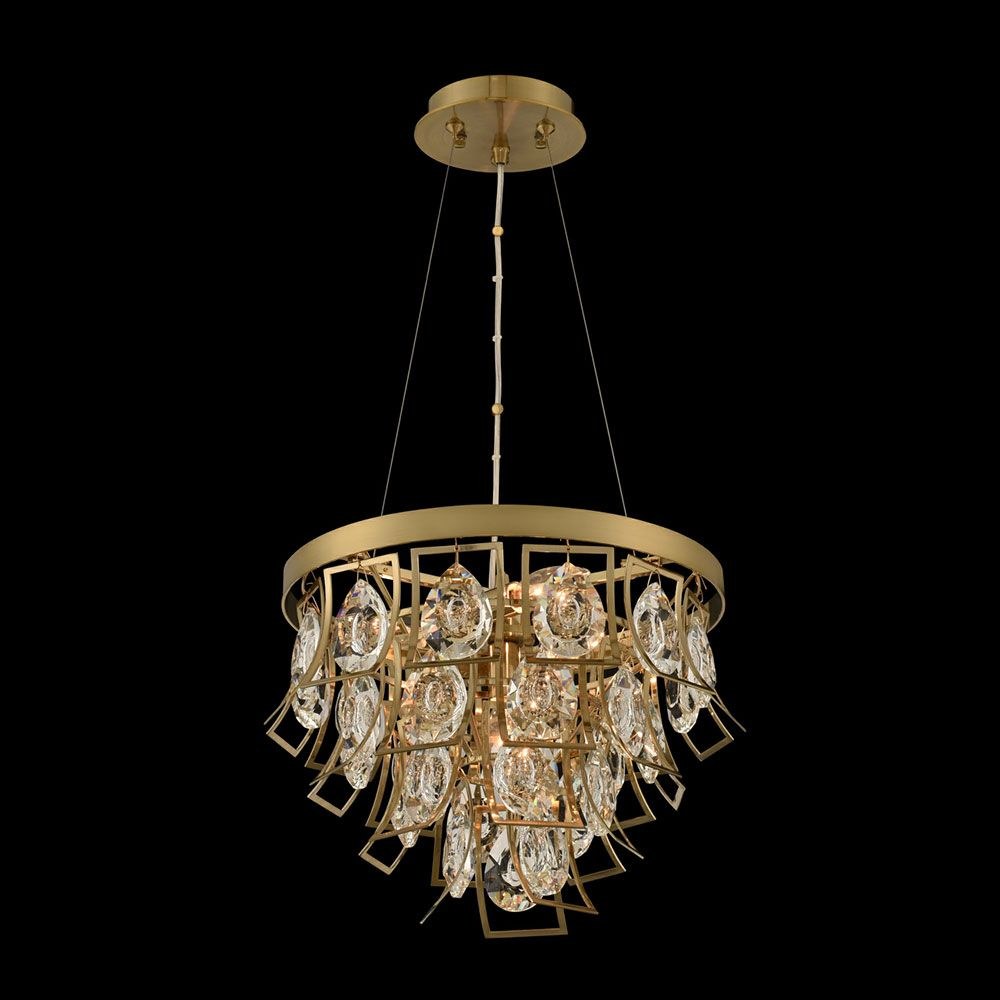 Allegri Lighting-031950-039-FR001-Carmella - Four Light Adjustable Pendant   Brushed Brass Finish with Firenze Clear Crystal