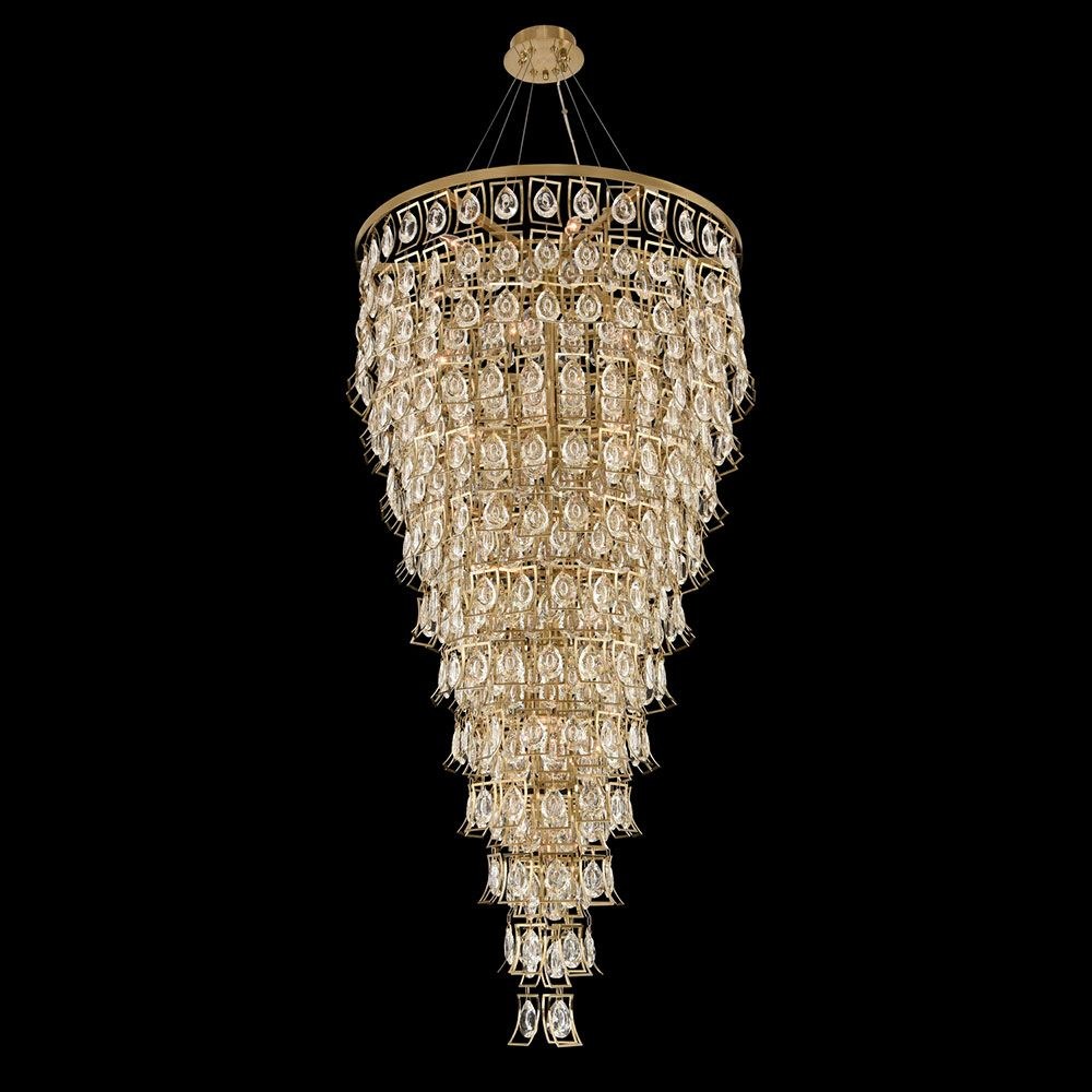 Allegri Lighting-031954-039-FR001-Carmella - Twenty-Eight Light Foyer Brushed Brass  Chrome Finish with Firenze Clear Crystal