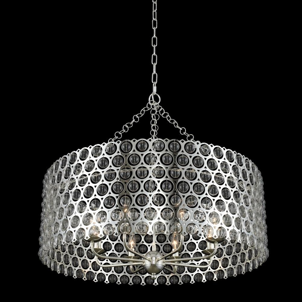 Allegri Lighting-032252-014-Vita - Eight Light Pendant   Polished Silver Finish with Clear Glass with Handblown Glass Crystal