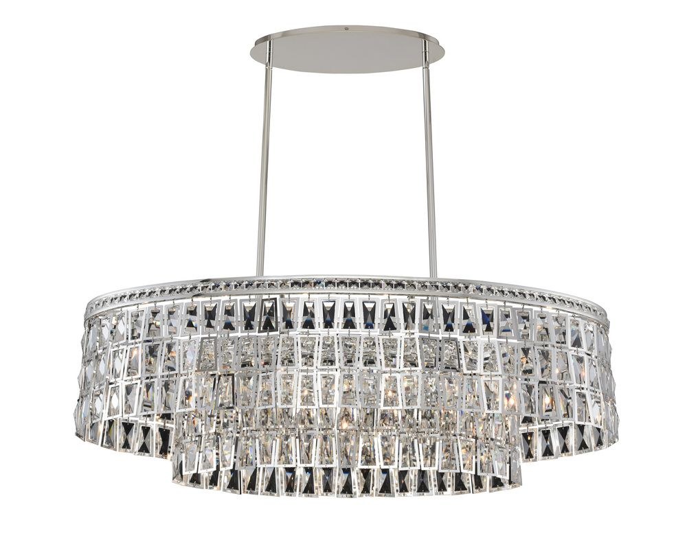 Allegri Lighting-033260-014-FR001-Kasturi - Six Light Island   Polished Silver Finish with Firenze Crystal