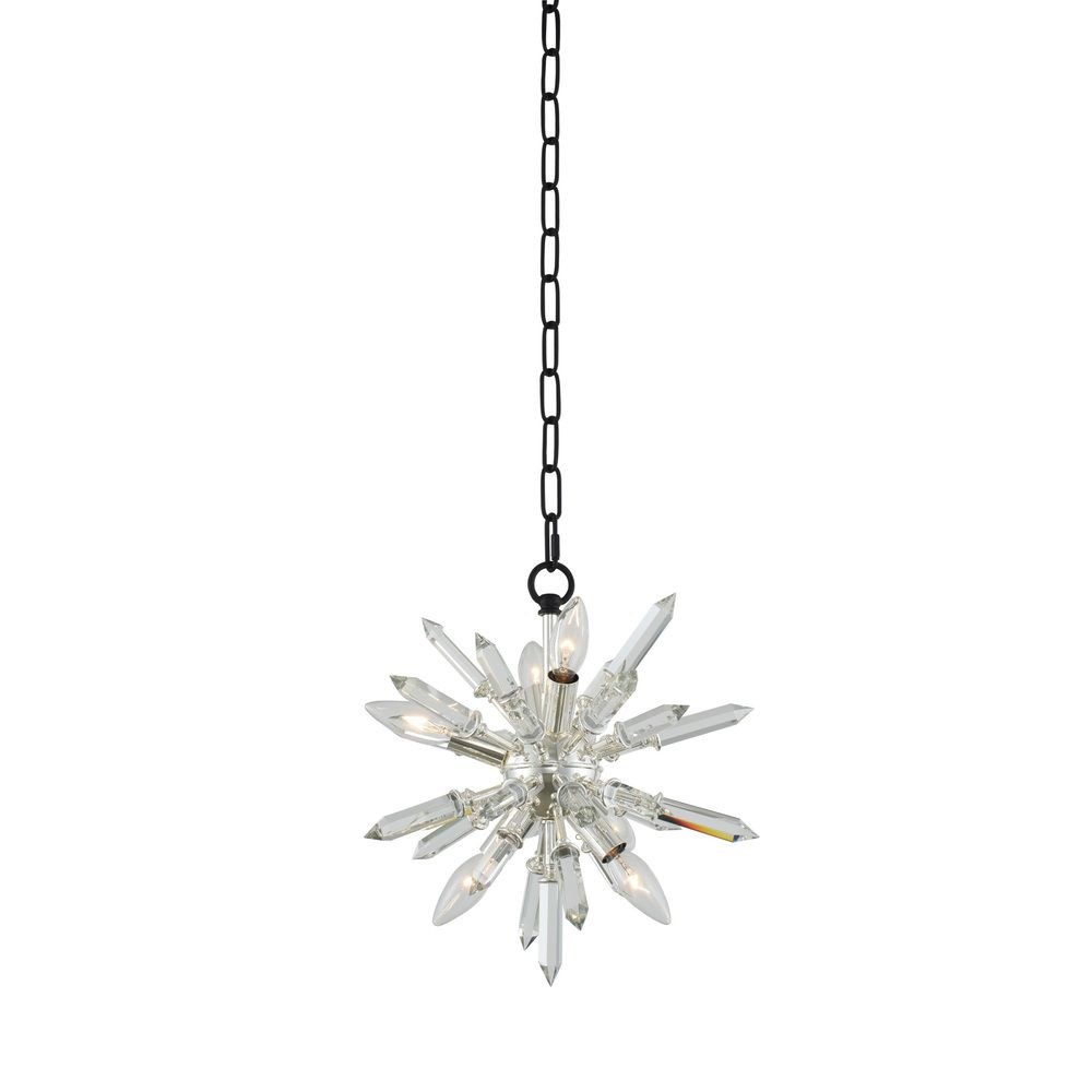 Allegri Lighting-033610-050-FR001-Angelo - Six Light Pendant   Matte Black/Polished Silver Finish with Firenze Crystal