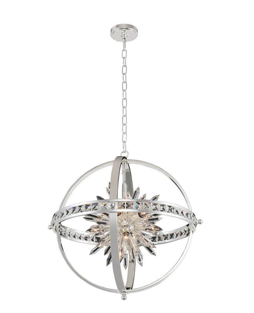 Allegri Lighting-033651-014-FR001-Angelo - Ten Light Pendant   Polished Silver Finish with Firenze Crystal