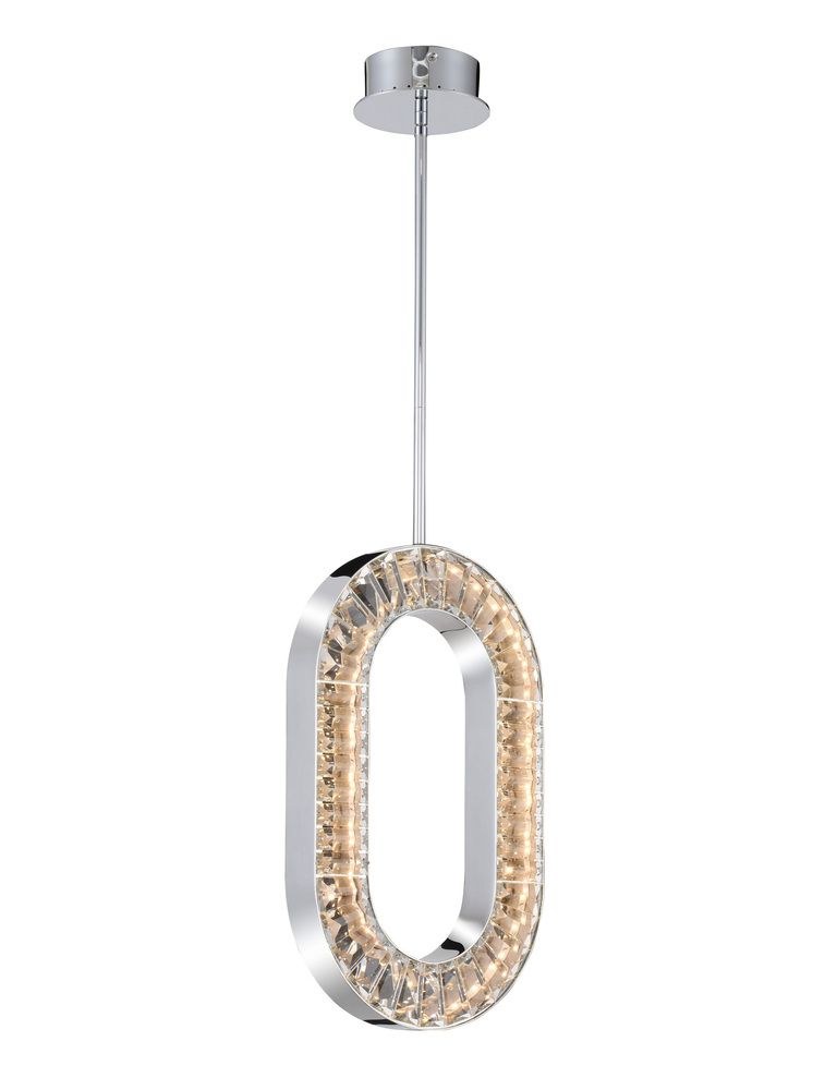 Allegri Lighting-034310-010-FR001-Catena - 12 Inch 22W LED Mini Pendant   Chrome Finish with Firenze Crystal