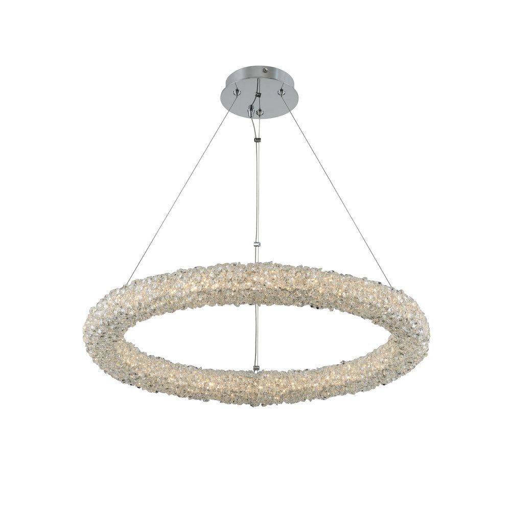 Allegri Lighting-035552-010-FR001-Lina - 26 Inch 38W LED Pendant   Chrome Finish with Firenze Crystal