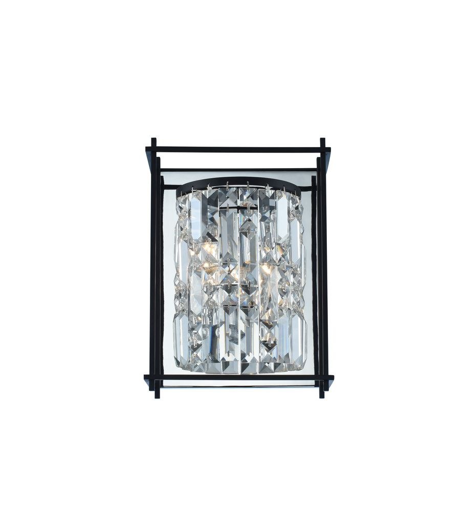 Allegri Lighting-036120-052-FR001-Joni - One Light Small Wall Sconce Matte Black  Chrome Finish with Firenze Crystal