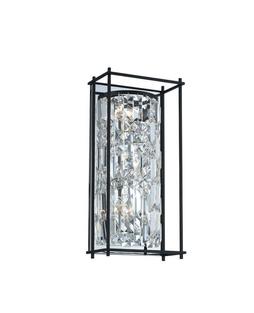 Allegri Lighting-036121-052-FR001-Joni - Three Light Medium Wall sconce Matte Black  Chrome Finish with Firenze Crystal