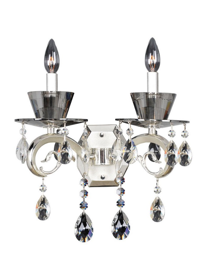 Allegri Lighting-10092-017-FR001-Locatelli - Two Light Wall Bracket   Two Tone Silver Finish with Firenze Clear Crystal