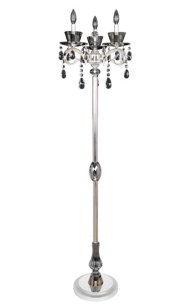 Allegri Lighting-10093-017-FR001-Locatelli - Three Light Floor Lamp   Two Tone Silver Finish with Firenze Clear Crystal