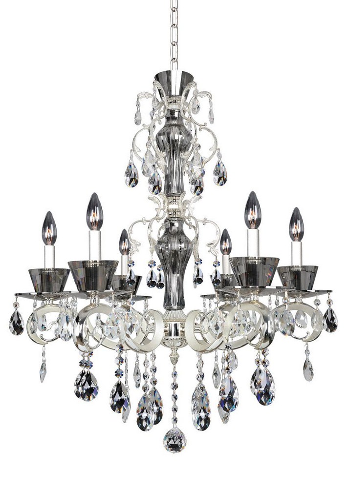 Allegri Lighting-10096-017-FR001-Locatelli - Six Light Chandelier   Two Tone Silver Finish with Firenze Clear Crystal