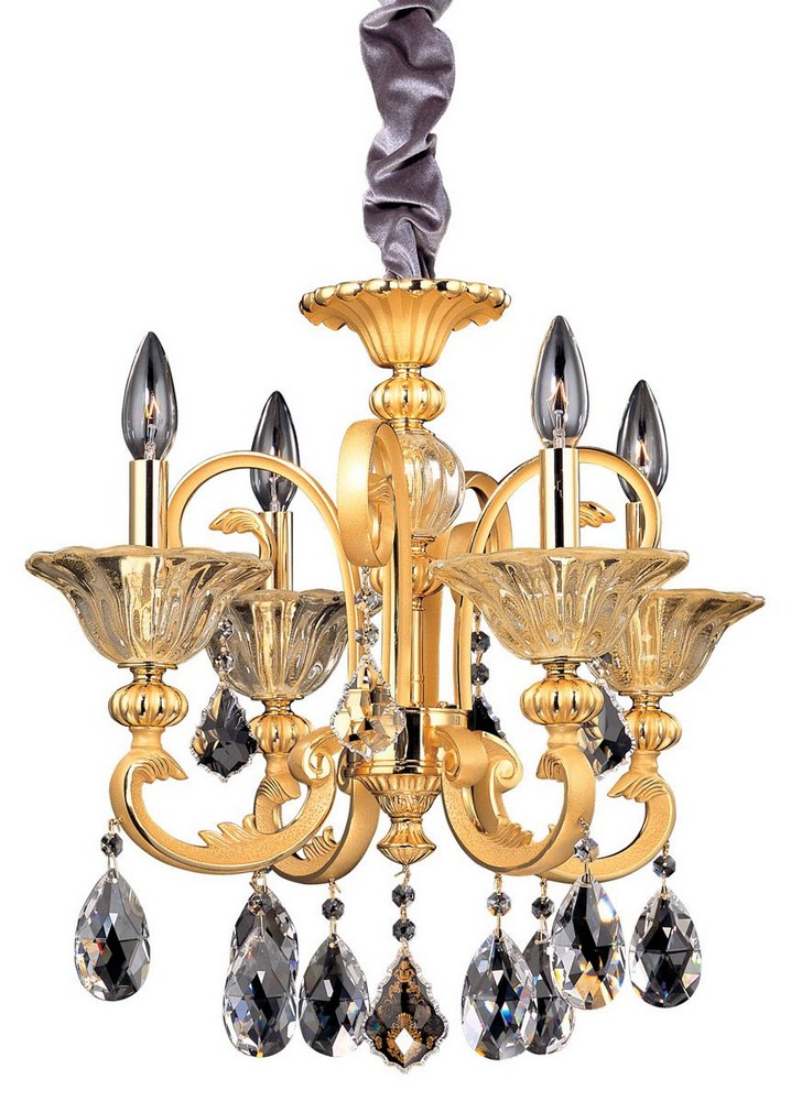 Allegri Lighting-10457-016-FR001-Legrenzi - Four Light Chandelier   24K Two Tone Gold Finish with Firenze Clear Crystal