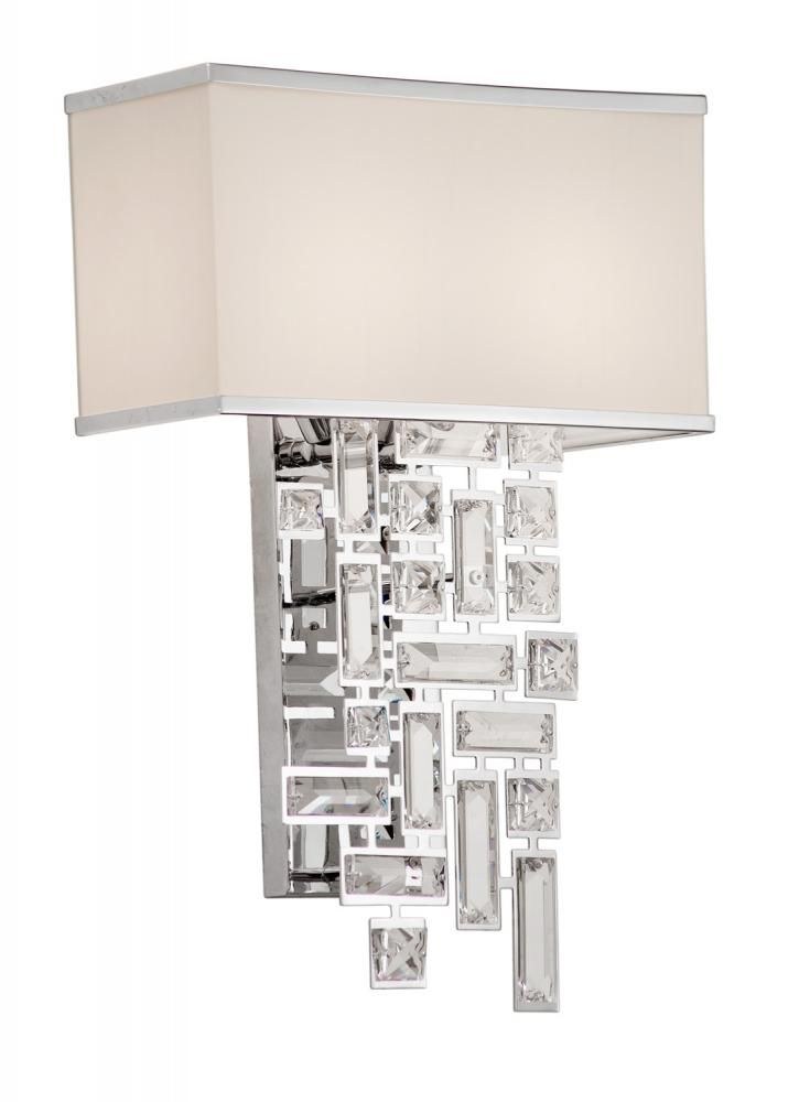 Allegri Lighting-11190-010-FR001-Vermeer - Two Light Wall Bracket Chrome Firenze Chrome Finish with Firenze Clear Crystal