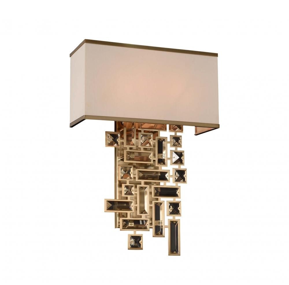 Allegri Lighting-11190-038-SE001-Vermeer - Two Light Wall Bracket   Brushed Champagne Gold Finish with Swarovski Elements Clear Crystal