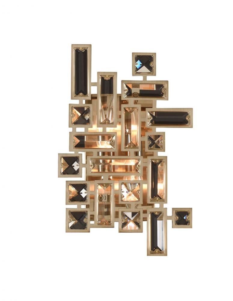 Allegri Lighting-11191-038-FR001-Vermeer - Two Light Wall Bracket   Brushed Champagne Gold Finish with Firenze Clear Crystal