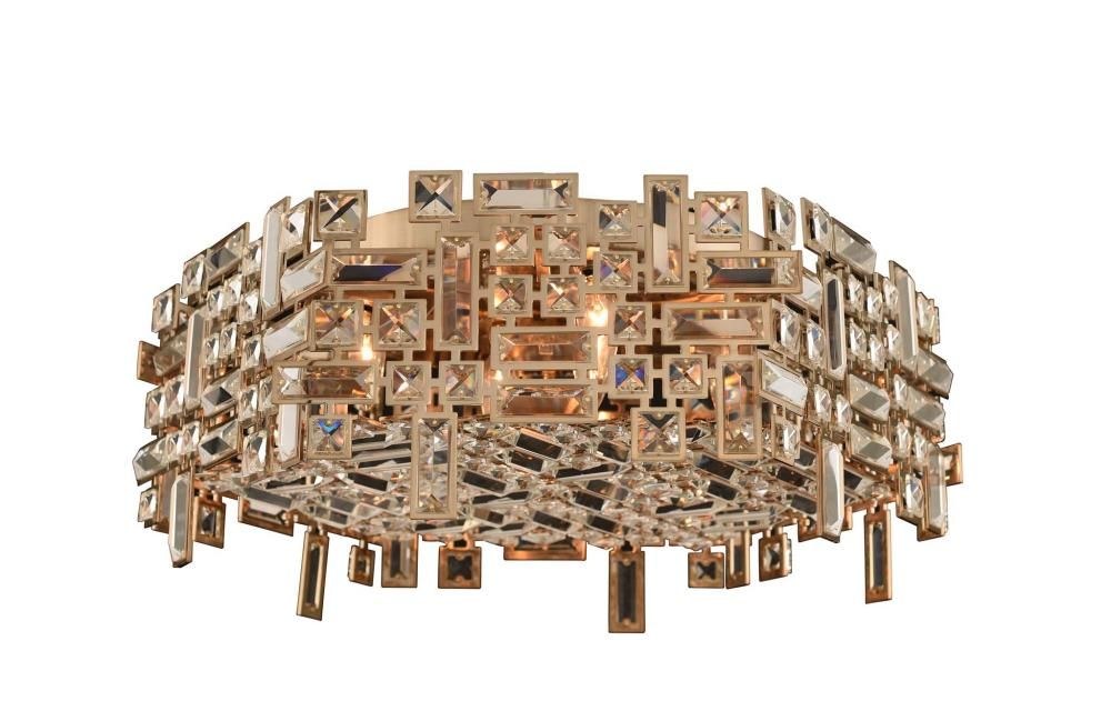 Allegri Lighting-11194-038-FR001-Vermeer - Six Light Hex Flush Mount Firenze Brushed Champagne Gold Chrome Finish with Firenze Clear Crystal