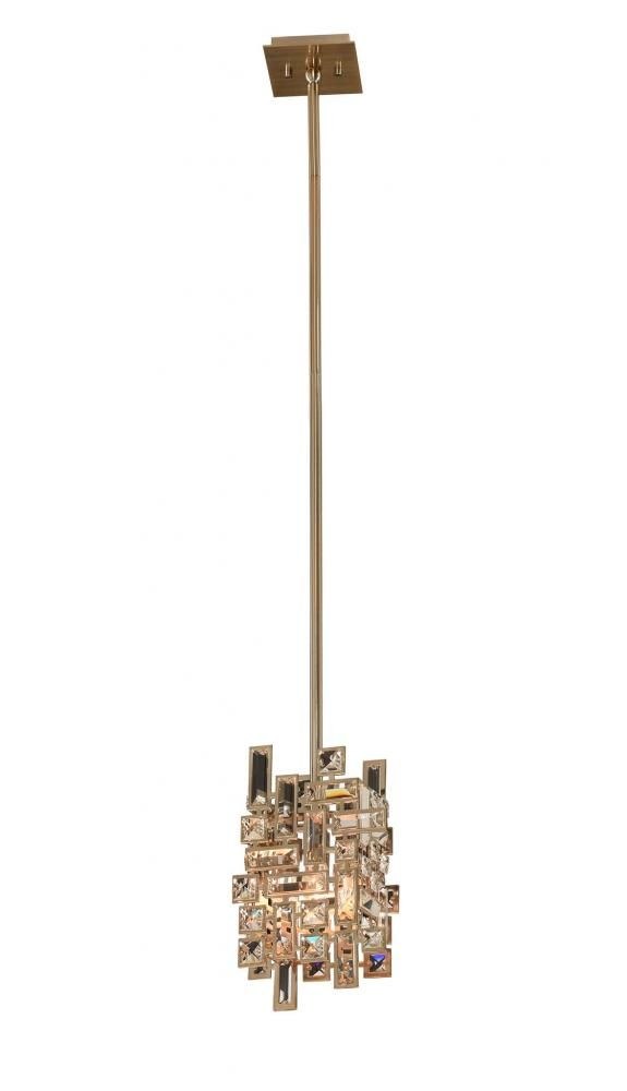 Allegri Lighting-11195-038-SE001-Vermeer - One Light Mini Pendant   Brushed Champagne Gold Finish with Swarovski Elements Clear Crystal