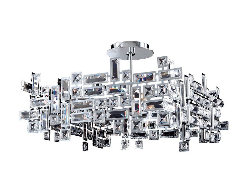 Allegri Lighting-11196-010-FR001-Vermeer - Eight Light Square Pendant   Chrome Finish with Firenze Clear Crystal