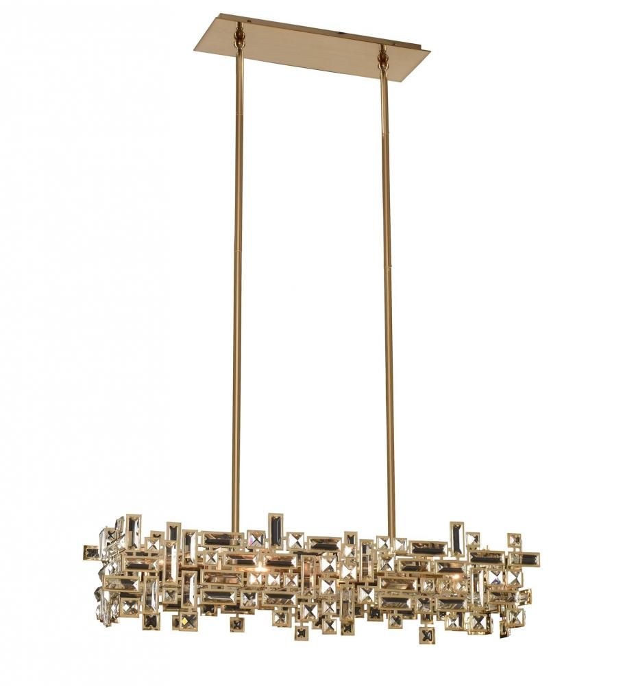 Allegri Lighting-11198-038-FR001-Vermeer - Six Light Island Brushed Champagne Gold Firenze Chrome Finish with Firenze Clear Crystal