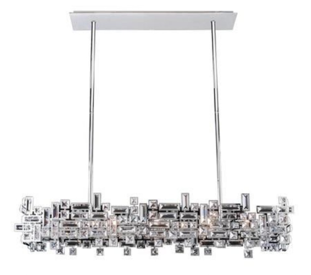 Allegri Lighting-11199-038-FR001-Vermeer - Eight Light Island Brushed Champagne Gold Firenze Chrome Finish with Firenze Clear Crystal