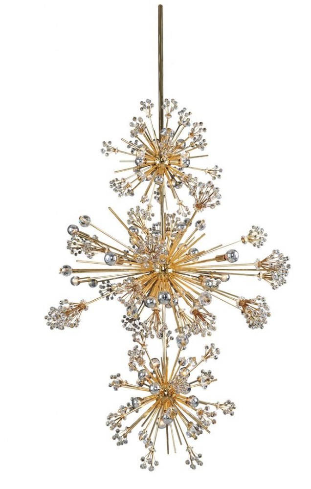 Allegri Lighting-11639-018-FR001-Constellation - Fifty Light 3-Tier Pendant   18K Gold Finish with Firenze Clear Crystal