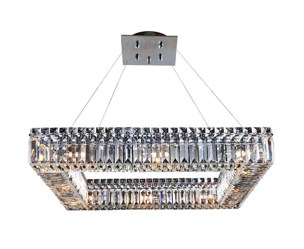 Allegri Lighting-11711-010-FR001-Quadro - Twelve Light Square Pendant   Chrome Finish with Firenze Clear Crystal