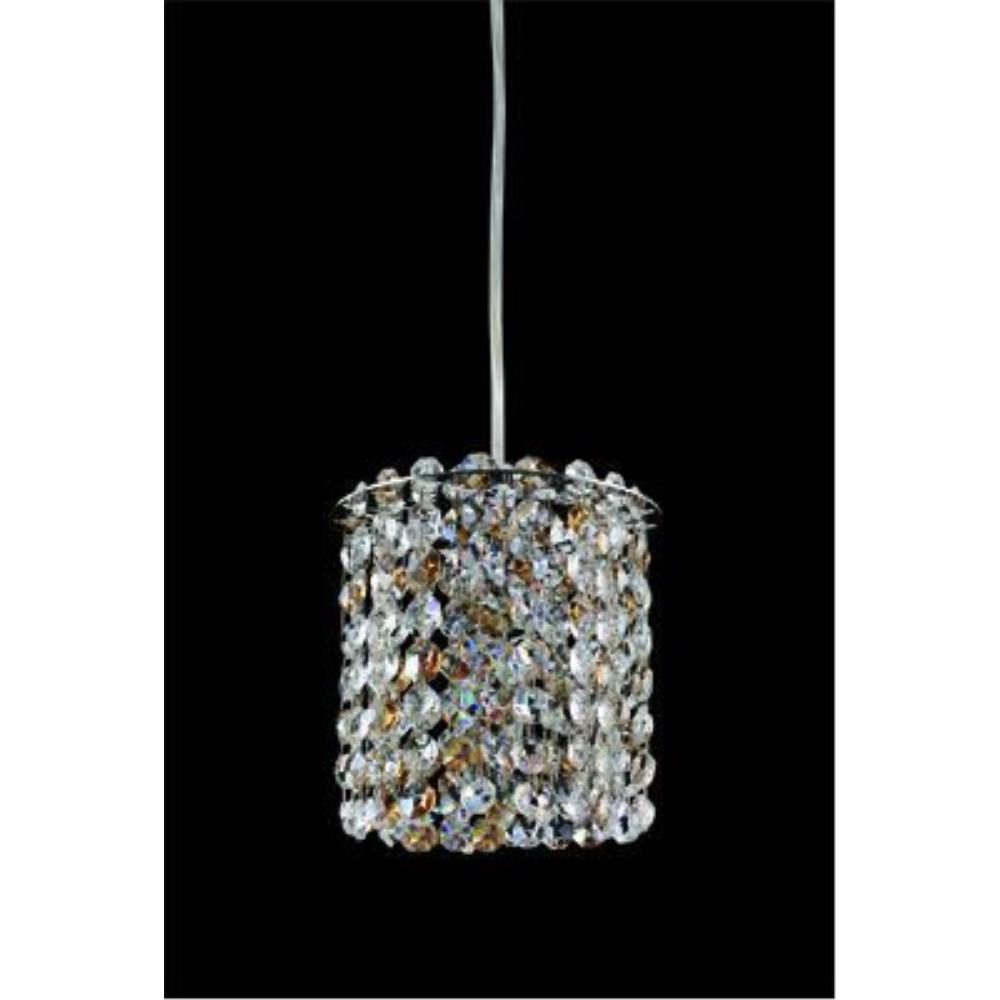 Allegri Lighting-11760-010-FR102-Milieu - 7 Inch One Light Mini Pendant   Chrome Finish with Firenze Fleet Gold Crystal