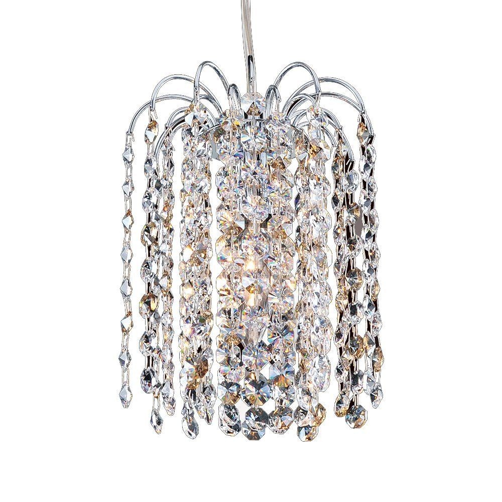 Allegri Lighting-11762-010-FR1AB-Milieu - 8 Inch One Light Mini Pendant   Chrome Finish with Firenze Crystal Blue Crystal