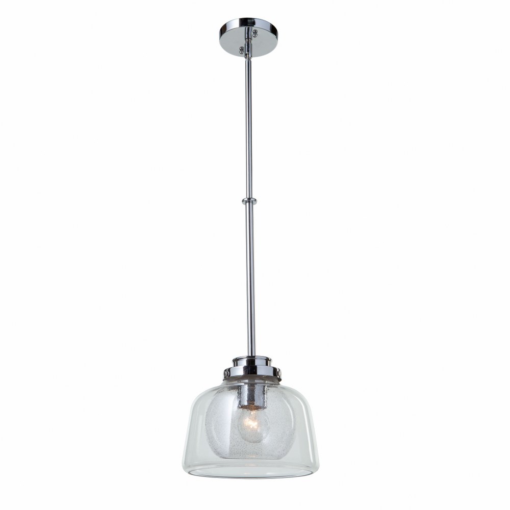 Artcraft Lighting-AC10050CH-Single-1 Light Pendant-9.5 Inches Wide by 17.5 Inches High Chrome  Chrome Finish with Clear/Seeded Glass