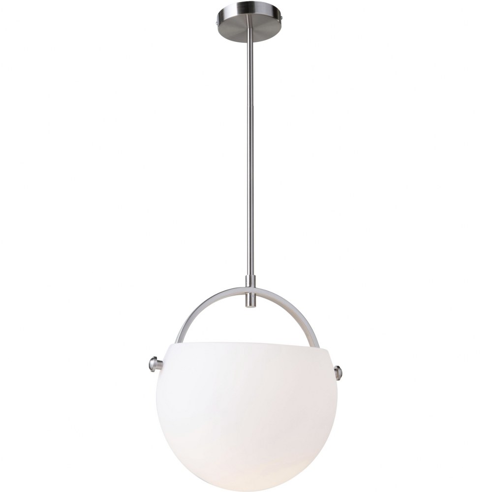 Artcraft Lighting-AC10080SN-Single-1 Light Pendant-13.5 Inches Wide by 13 Inches High Polished Brass  Satin Nickel Finish with Opal Glass