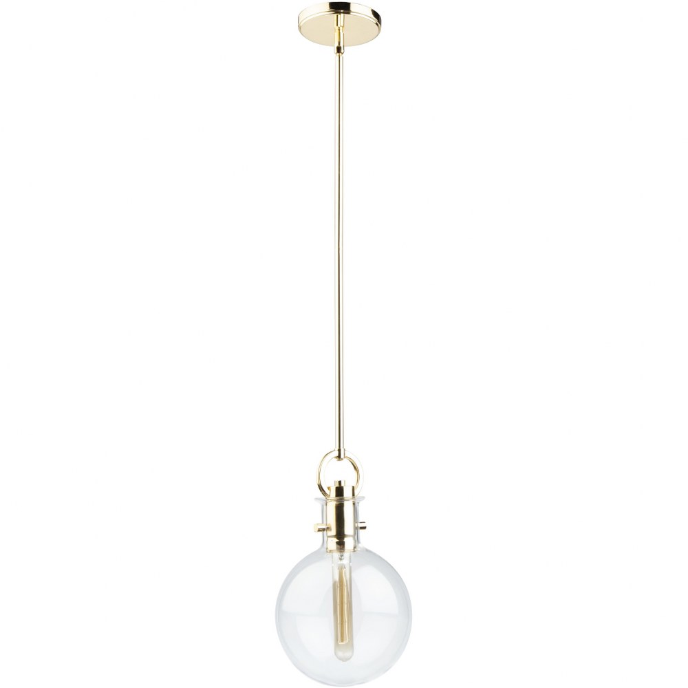 Artcraft Lighting-AC10120PB-Single-1 Light Pendant-8 Inches Wide by 13.5 Inches High Polished Brass  Polished Brass Finish with Clear Glass