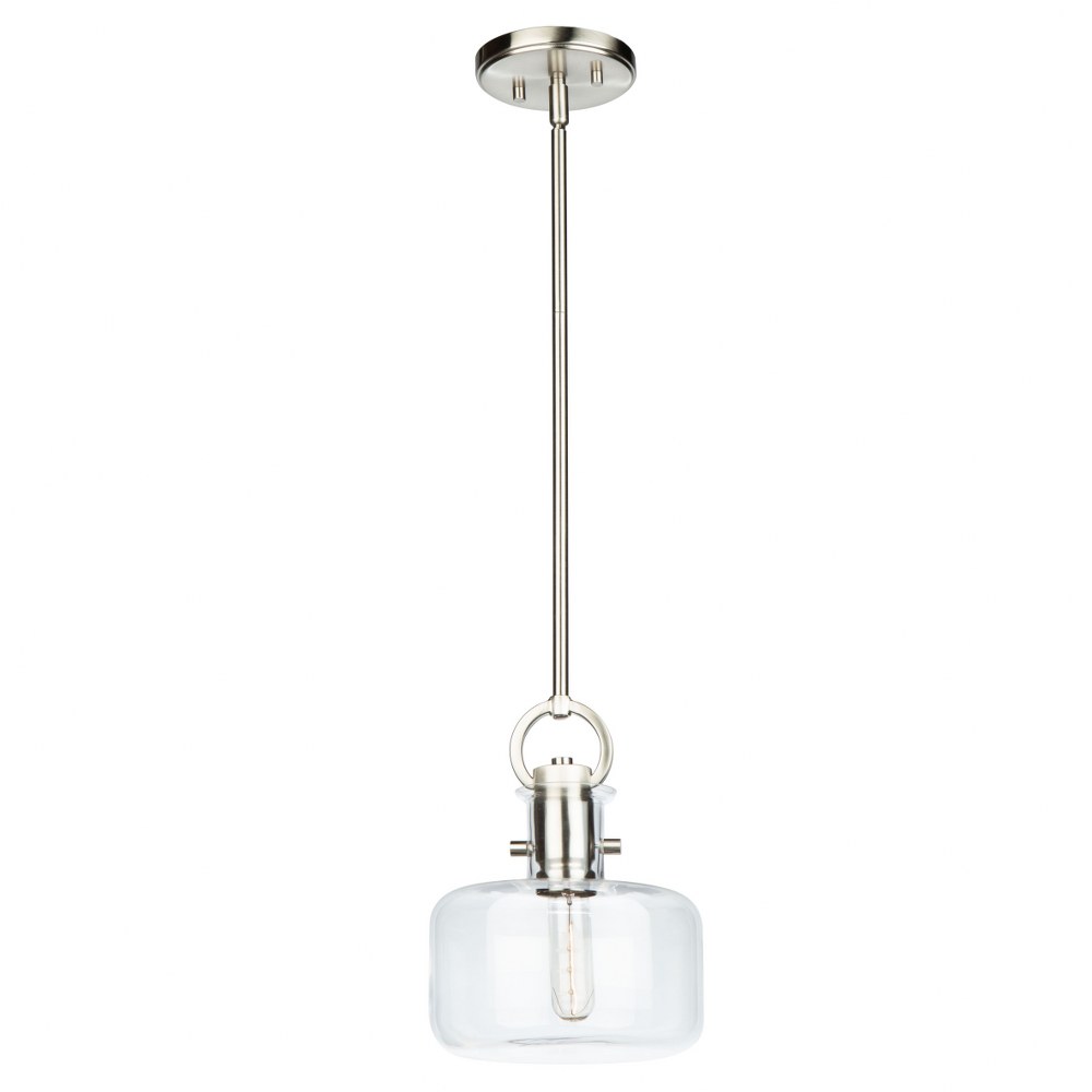 Artcraft Lighting-AC10122SN-Single-1 Light Pendant-8 Inches Wide by 11 Inches High   Satin Nickel Finish with Clear Glass