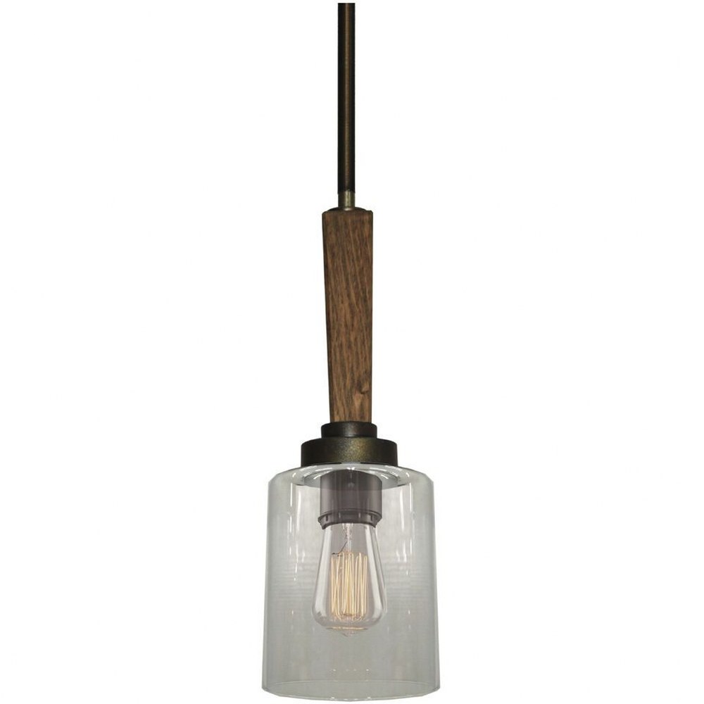 Artcraft Lighting-AC10141BB-Legno Rustico-1 Light Pendant in Traditional Style-4 Inches Wide by 14 Inches High   Burnished Brass Finish