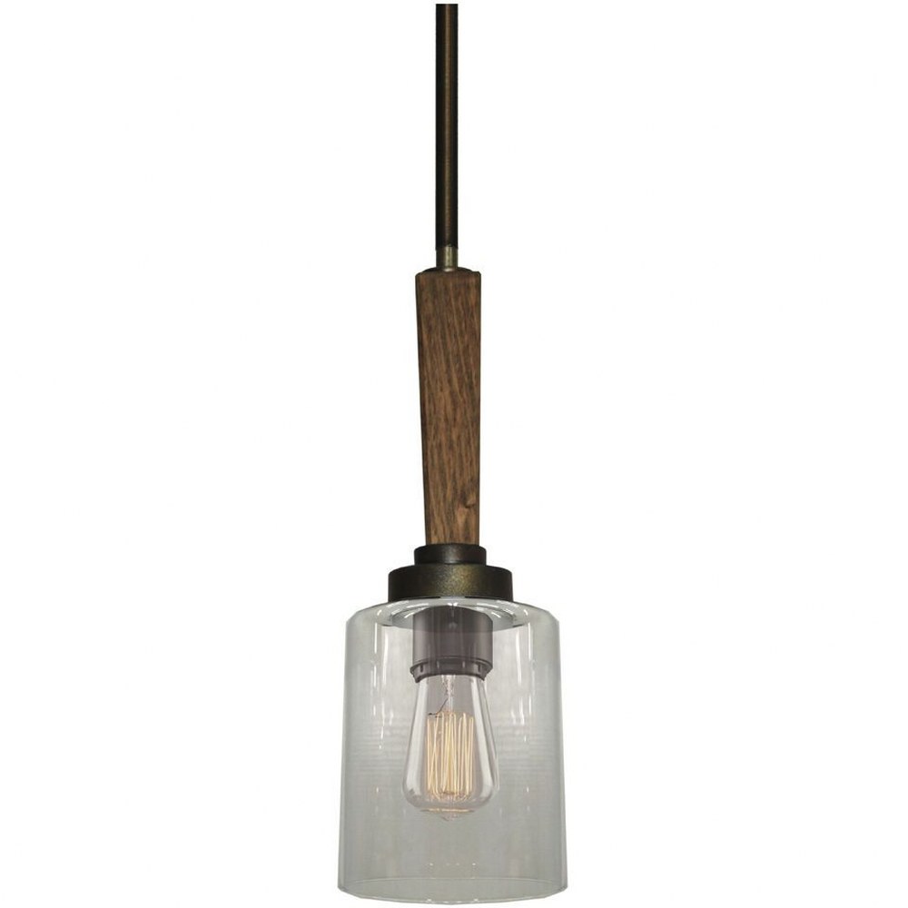 Artcraft Lighting-AC10141BB-Legno Rustico-1 Light Pendant in Traditional Style-4 Inches Wide by 14 Inches High Burnished Brass  Brunito Bronze Finish