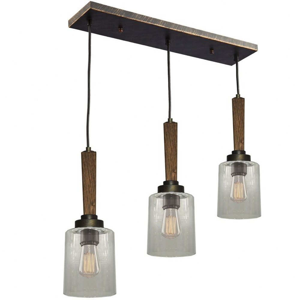 Artcraft Lighting-AC10143BB-Legno Rustico-3 Light Island in Traditional Style-7 Inches Wide by 14 Inches High Burnished Brass  Brunito Bronze Finish
