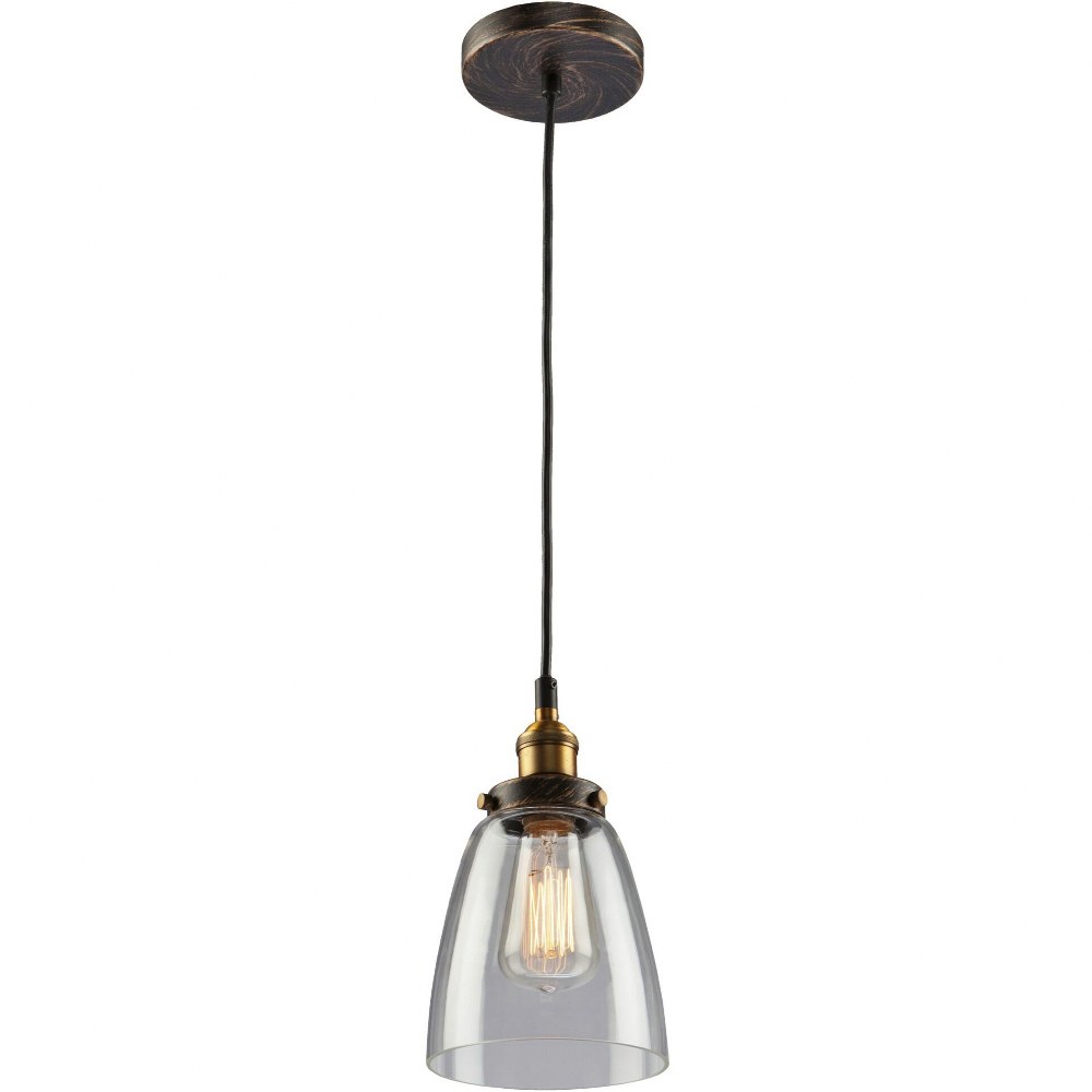 Artcraft Lighting-AC10161-Greenwich-1 Light Pendant in Urban Retro Style-5.5 Inches Wide by 9.5 Inches High   Bronze/Copper Finish with Clear Glass