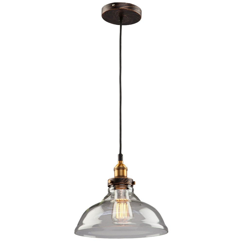 Artcraft Lighting-AC10171-Greenwich-1 Light Pendant in Urban Retro Style-10 Inches Wide by 9.5 Inches High   Bronze/Copper Finish with Clear Glass