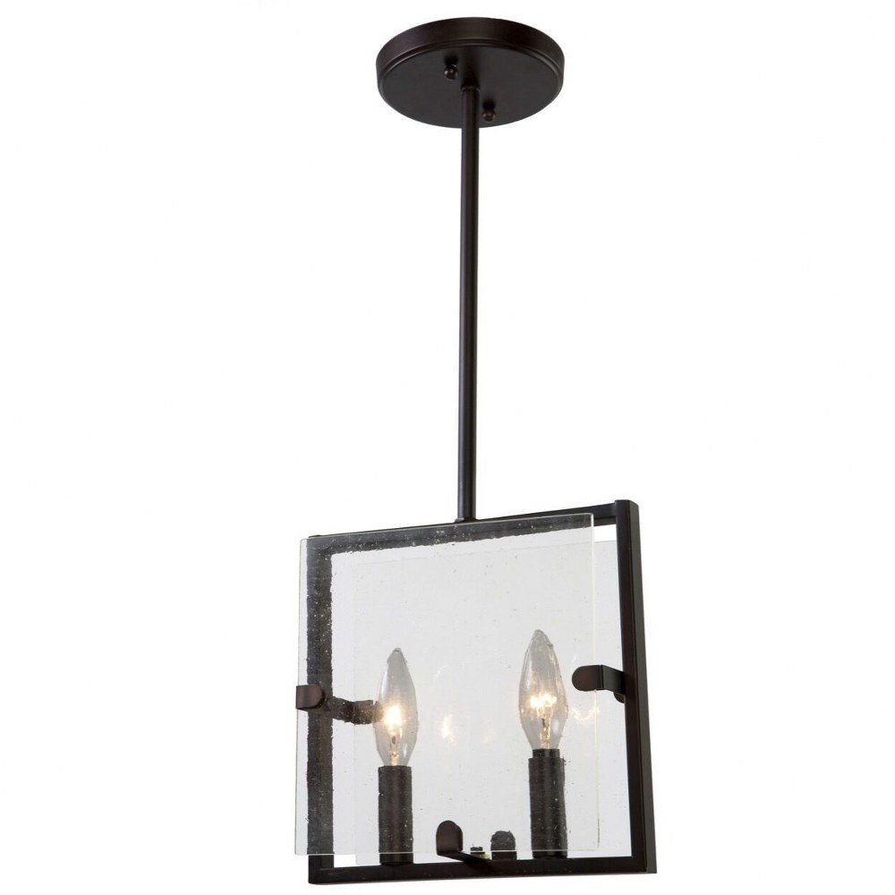 Artcraft Lighting-AC10300OB-Harbor Point-Two Light Pendant-3.25 Inches Wide by 9 Inches High Oil Rubbed Bronze  Satin Nickel Finish with Striped White Transparent Glass