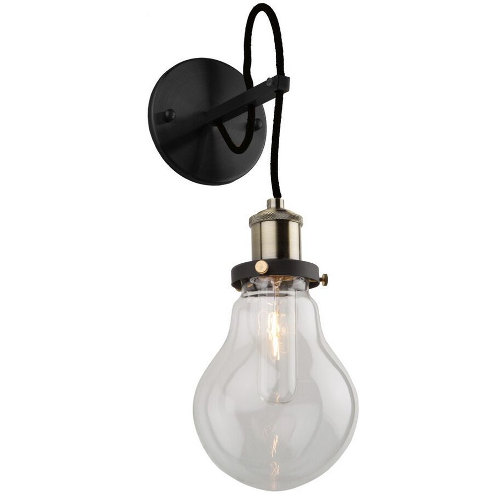 Artcraft Lighting-AC10480-Edison-1 Light Wall Mount in Urban Retro Style-5.25 Inches Wide by 15.75 Inches High   Matte Black/Vintage Brass Finish with Clear Glass