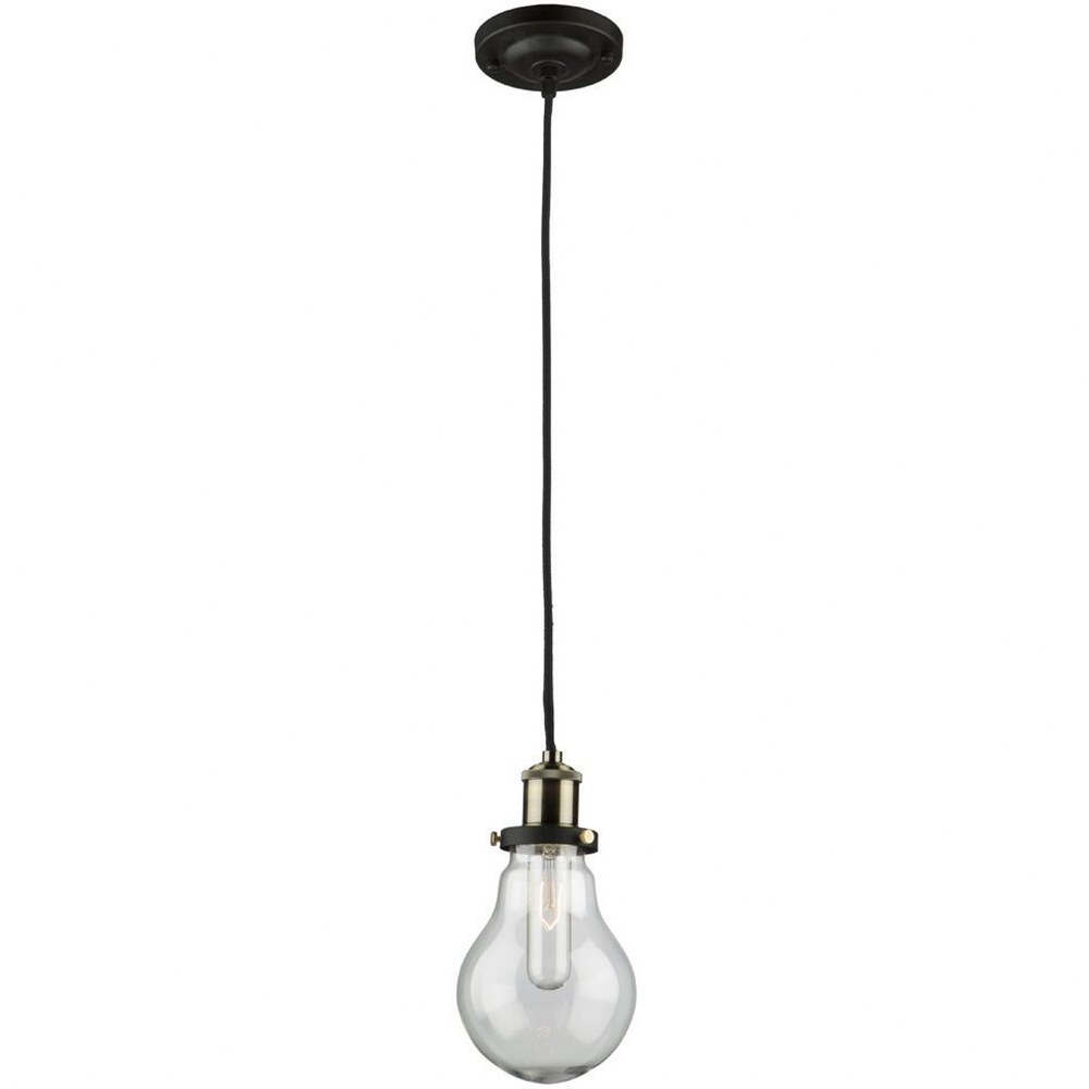 Artcraft Lighting-AC10481-Edison - 1 Light Pendant   Matte Black/Vintage Brass Finish with Clear Glass