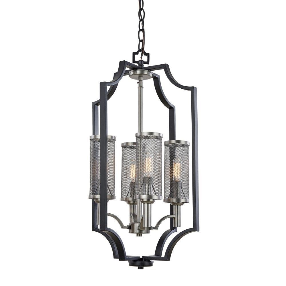 Artcraft Lighting-AC10493-Oxford-4 Light Chandelier in Urban Retro Style-14 Inches Wide by 25.5 Inches High   Matte Black/Antique Nickel Finish