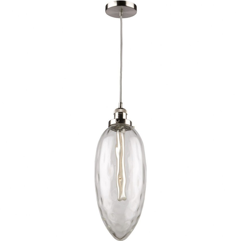 Artcraft Lighting-AC10711-Lux-1 Light Pendant in Modern Style-7 Inches Wide by 19 Inches High   Brushed Nickel Finish with Clear Glass