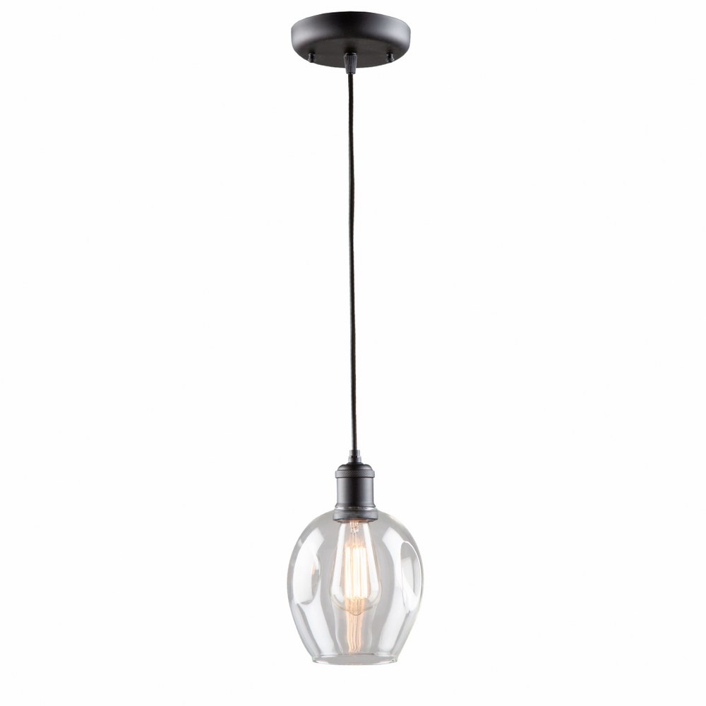 Artcraft Lighting-AC10730BK-Clearwater-1 Light Pendant-5.5 Inches Wide by 10 Inches High Semi Gloss Black  Vintage Brass Finish with Clear Glass