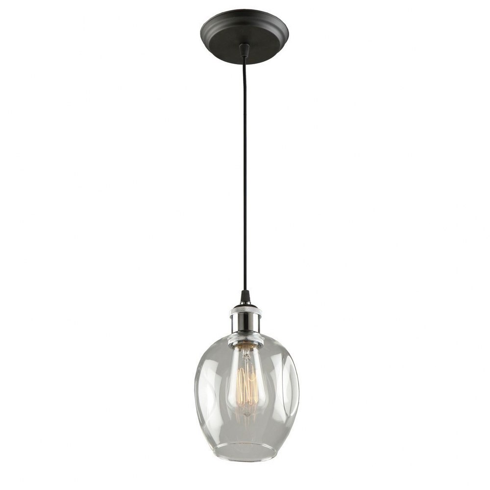 Artcraft Lighting-AC10730PN-Clearwater-1 Light Pendant-5.5 Inches Wide by 10 Inches High Polish Nickel/Black  Vintage Brass Finish with Clear Glass