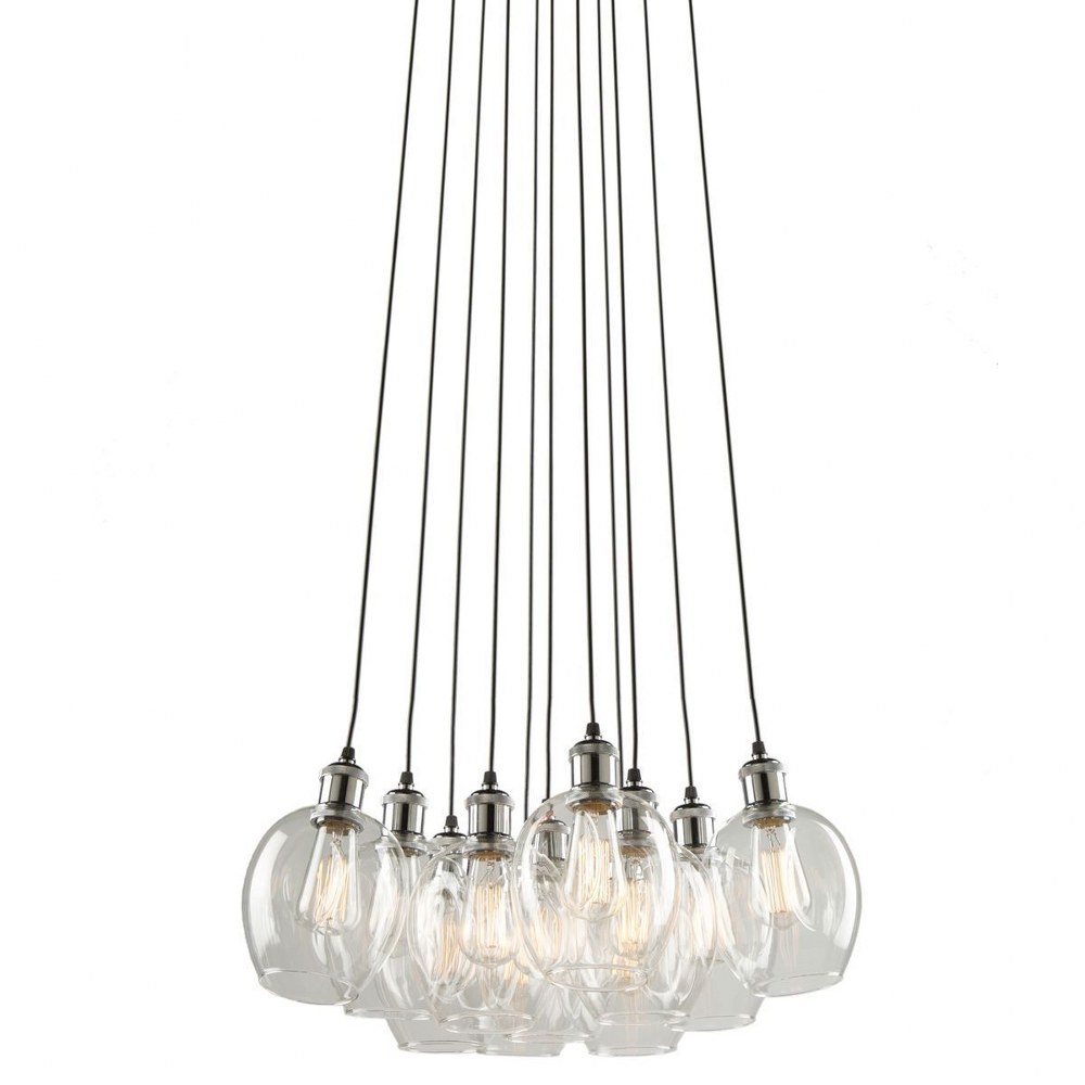 Artcraft Lighting-AC10731PN-Clearwater-10 Light Chandelier in Restoration Style-22 Inches Wide by 10 Inches High Polish Nickel/Black  Vintage Brass Finish with Clear Glass