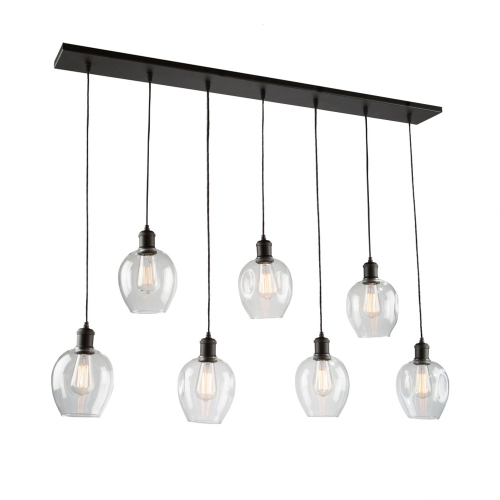 Artcraft Lighting-AC10736BK-Clearwater - 7 Light Island   Semi Gloss Black Finish with Clear Glass