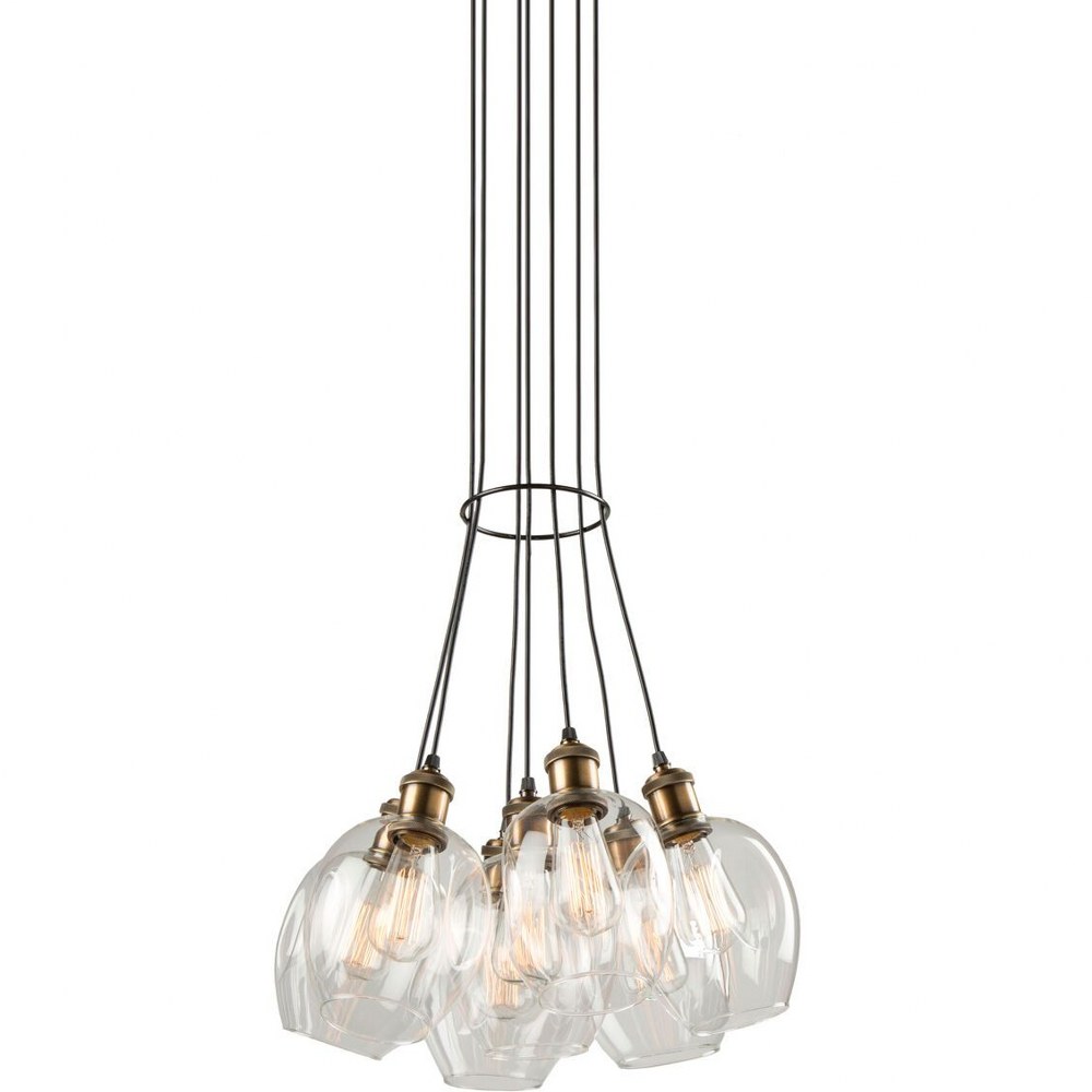 Artcraft Lighting-AC10737VB-Clearwater-7 Light Chandelier in Restoration Style-18 Inches Wide by 10 Inches High Vintage Brass  Vintage Brass Finish with Clear Glass