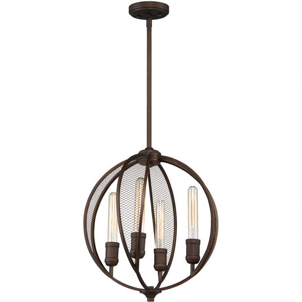 Artcraft Lighting-AC10904OB-Linden-4 Light Chandelier in Transitional Style-4.74 Inches Wide by 18.5 Inches High   Bronze Finish with Metal Mesh Shade
