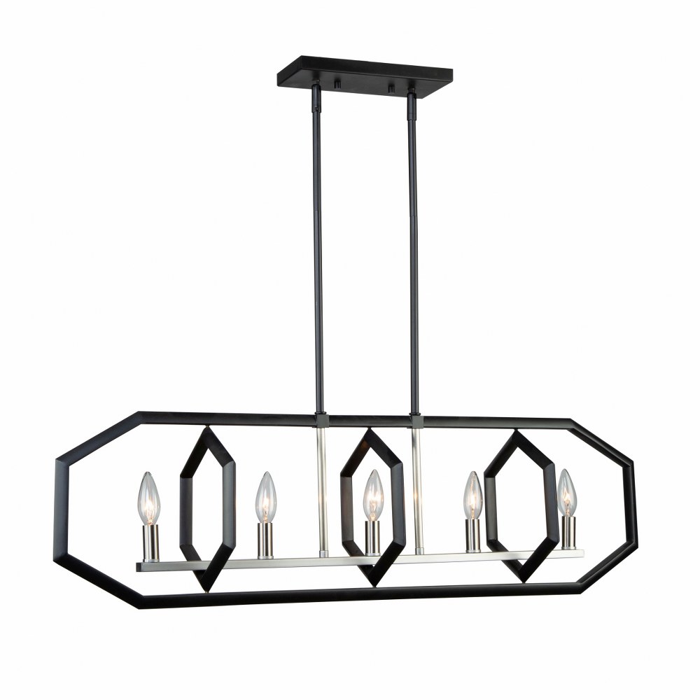 Artcraft Lighting-AC10995NB-Preston - 5 Light Island   Semi Matte Black/Brushed Nickel Finish