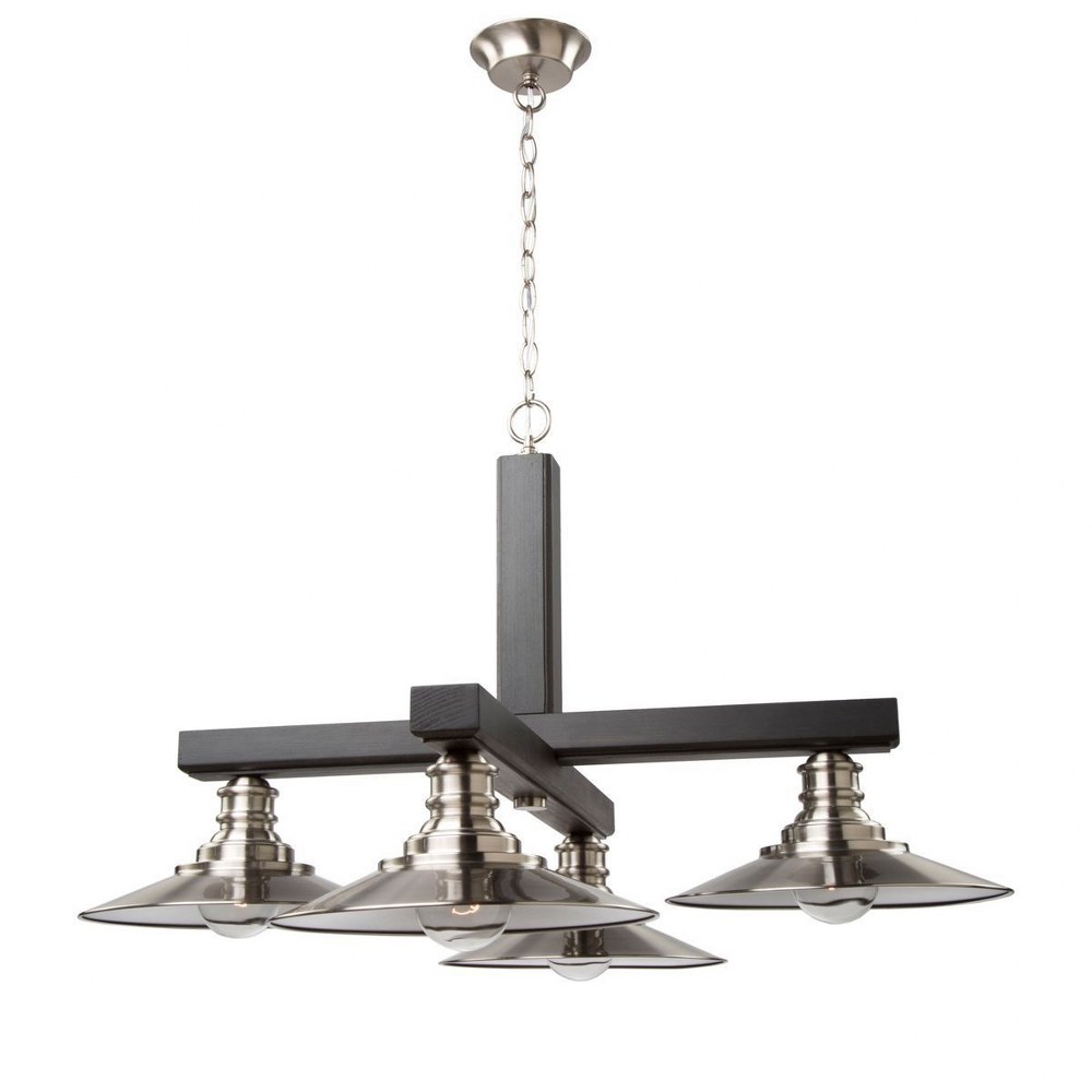 Artcraft Lighting-AC11044BN-Ambrose-4 Light Chandelier-31 Inches Wide by 20 Inches High   Dark Wood/Brushed Nickel Finish