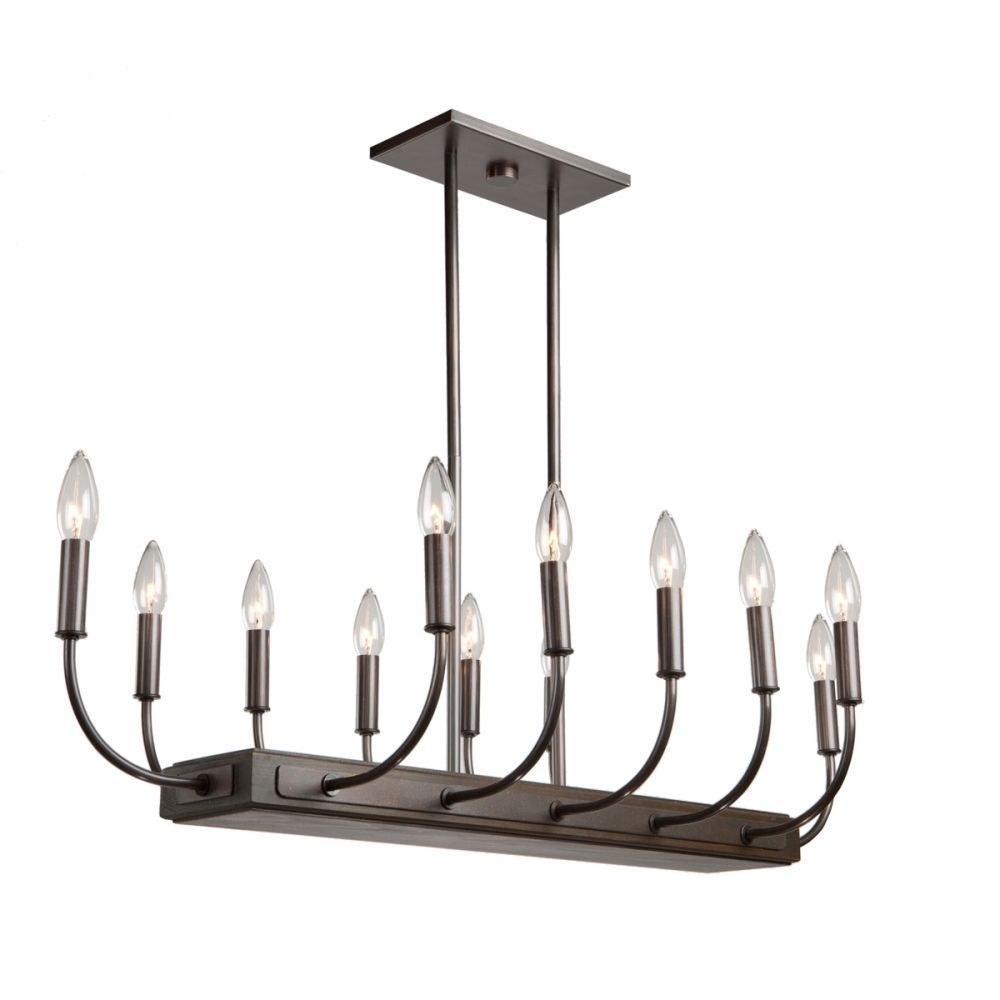 Artcraft Lighting-AC11052BU-Aberdeen-12 Light Island-17 Inches Wide by 14 Inches High   Brunito Bronze/Light Wood Finish