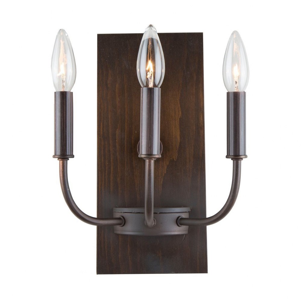 Artcraft Lighting-AC11053BU-Aberdeen-3 Light Wall Mount-9 Inches Wide by 12 Inches High   Brunito Bronze/Light Wood Finish